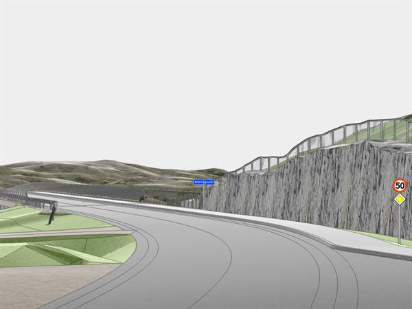 Modell fv. 6448 Knarrlagsund og Ulvøyveien. Grafikk