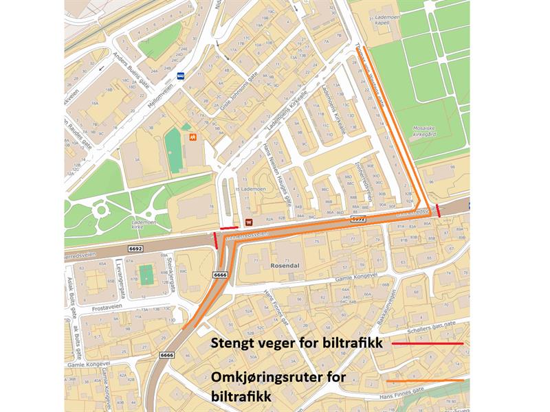 Kart med omkjøringsruter. Kartgrafikk